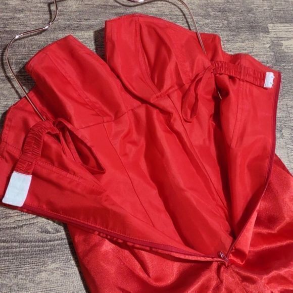 Red Strapless Mermaid Gown with Rhinestone Embellished Front Band - Picture 10 of 16